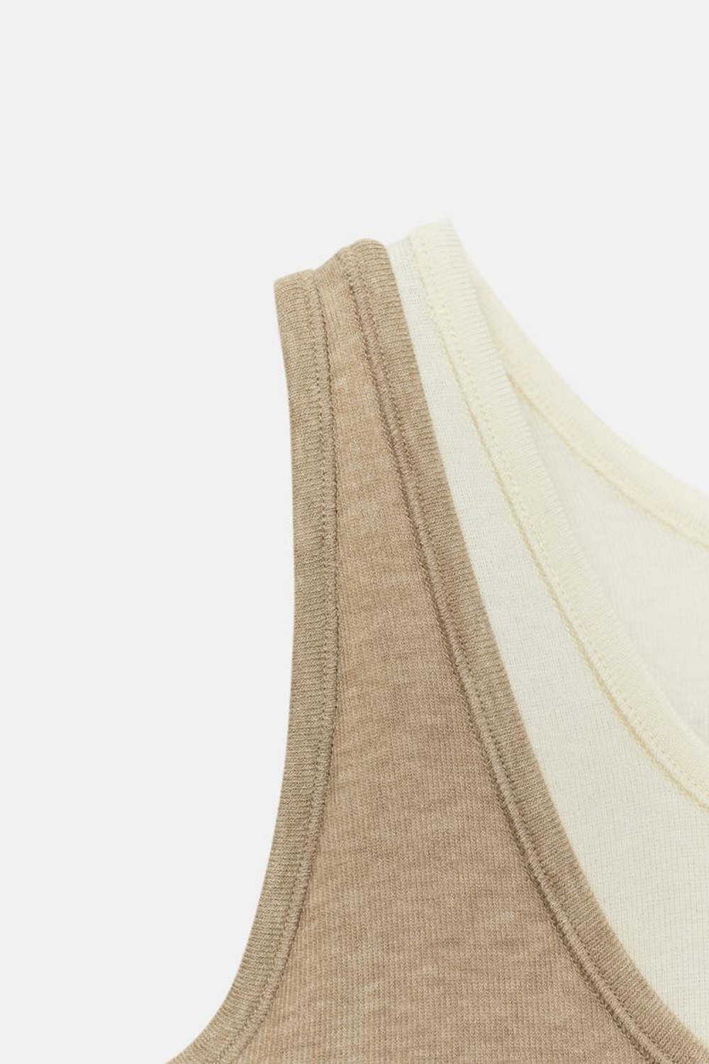 ZARA ТОП С ДВОЙНЫМИ БРЕТЕЛЯМИ, ЭКРЮ/БЕЖЕВЫЙ