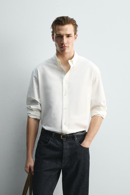 ZARА РУБАШКА RELAXED FIT - LIMITED EDITION, БЕЛЫЙ
