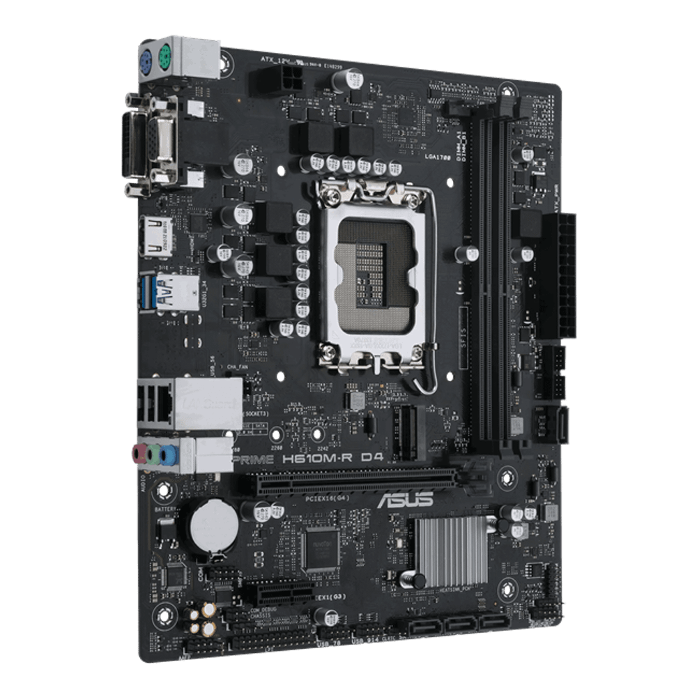 Материнская плата ASUS PRIME  H610M-R D4-SI, LGA1700 2xDDR4 4xSATA3 M.2 1xD-Sub 1xDVI 1xHDMI mATX