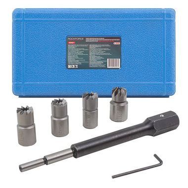 Набор фрез для чистки и восстановления посадочных мест дизельных форсунок 6пр(15х19, 17х17, 17х19, 17х21мм) кейсе RockForce##Rock FORCE RF-906G1