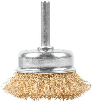Щетка для дрели, тип "Чашка", латун. витая проволока 0,3 мм, 50 мм, блистер, CUTOP Profi