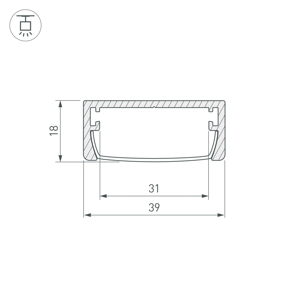 Профиль ARH-WIDE-W39-2000 ANOD (Arlight, Алюминий) 030982