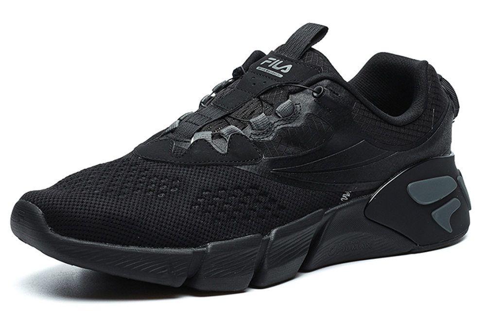 FILA Heritage-FHT fabric, comfortable, shock-absorbing, breathable, wear-resistant, non-slip, low-top running shoes, men's black