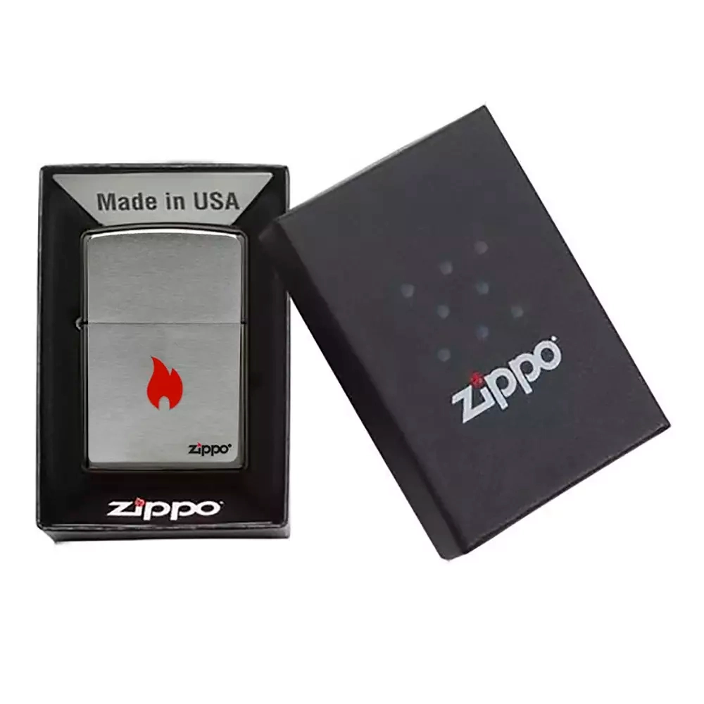 Зажигалка Zippo 200 Flame, Brushed Chrome