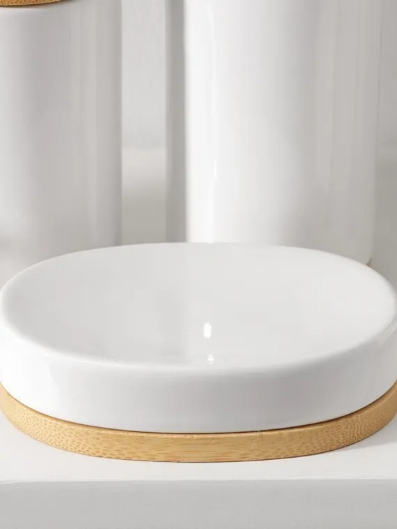 Набор аксессуаров для ванной комнаты SAVANNA «Джуно», 3 предмета (мыльница, дозатор для мыла 280 мл, стакан), цвет белый