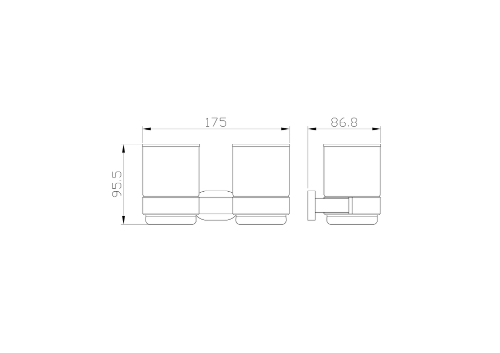 Два стакана для зубных щеток с держателем WONZON & WOGHAND FIRST, Хром (WW-8428)