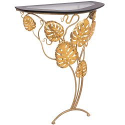 Консоль Monstera Deliciosa Glass (Монстера) Каштан Амбер