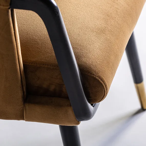 Стул VICAL Brillon, горчичный бархат, ротанг