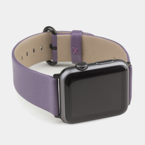 Ремешок для Apple Watch 44/45/46 mm из кожи теленка, фиолетового цвета