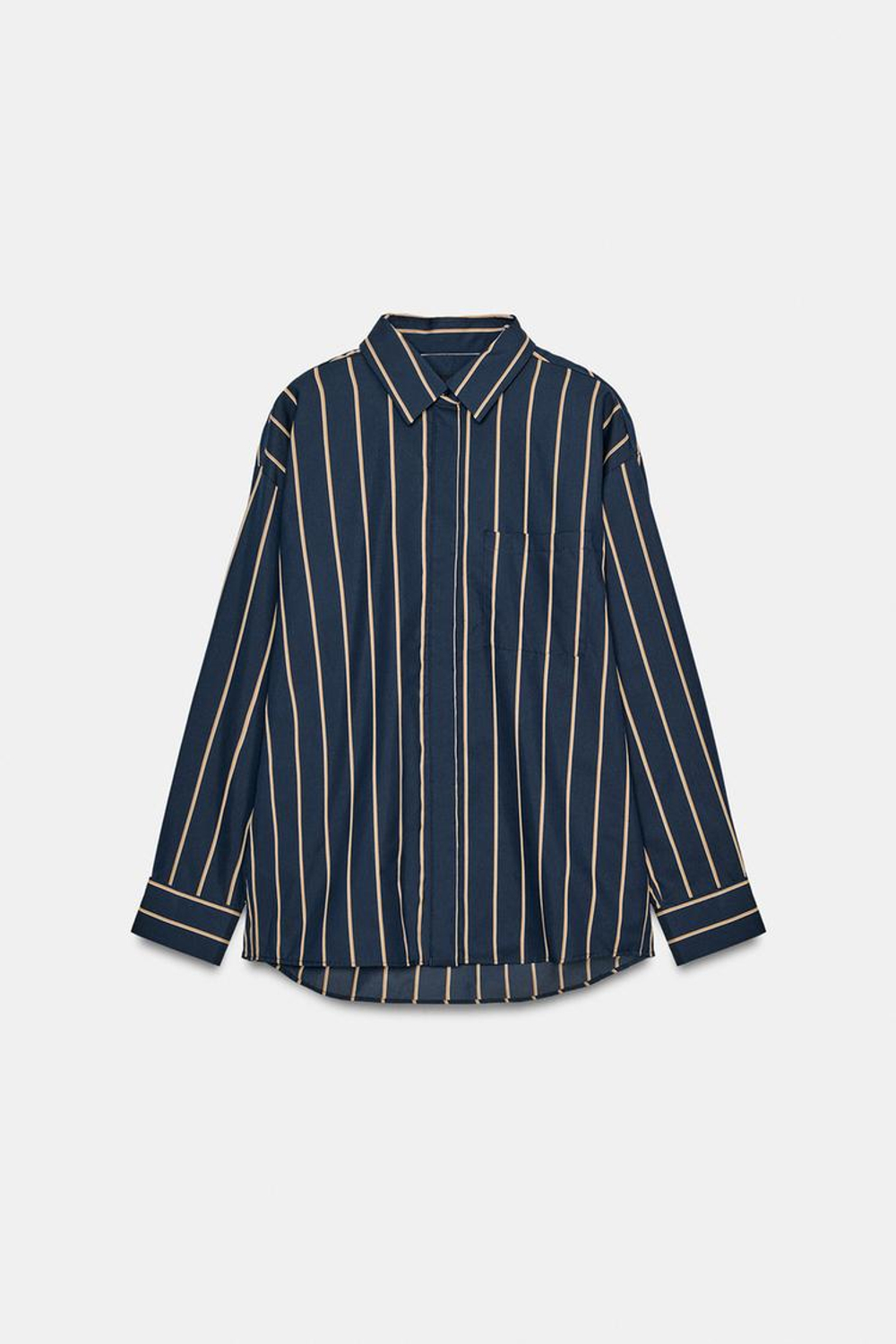 ZARA РУБАШКА ИЗ ПОПЛИНА В ПОЛОСКУ — ZW COLLECTION, ПОЛОСКИ