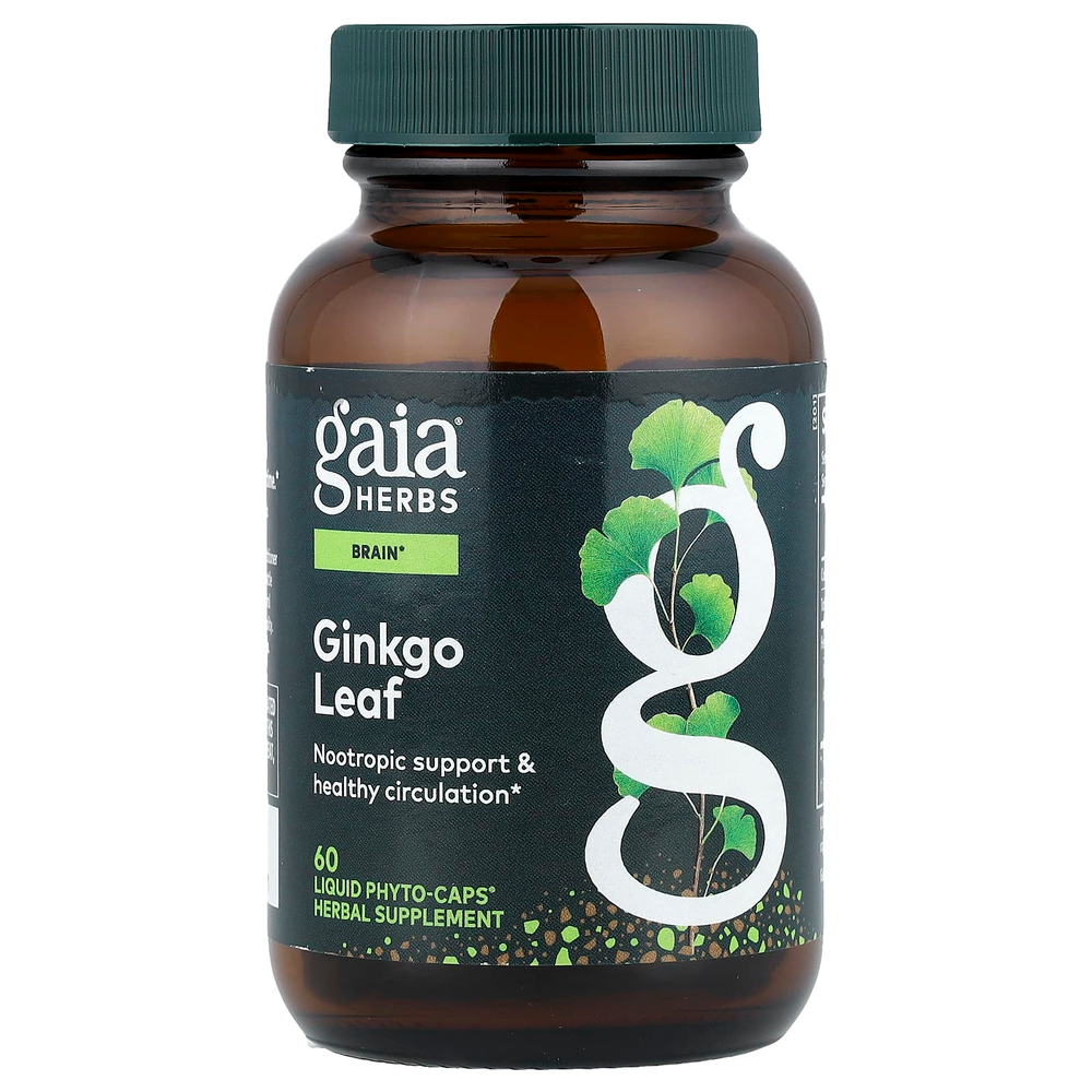 Gaia Herbs, листья гинкго, 60 жидких капсул Phyto-Caps®