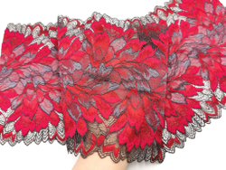 Эластичное кружево, графит и малина, 20 см, (Арт: EK-2793), м