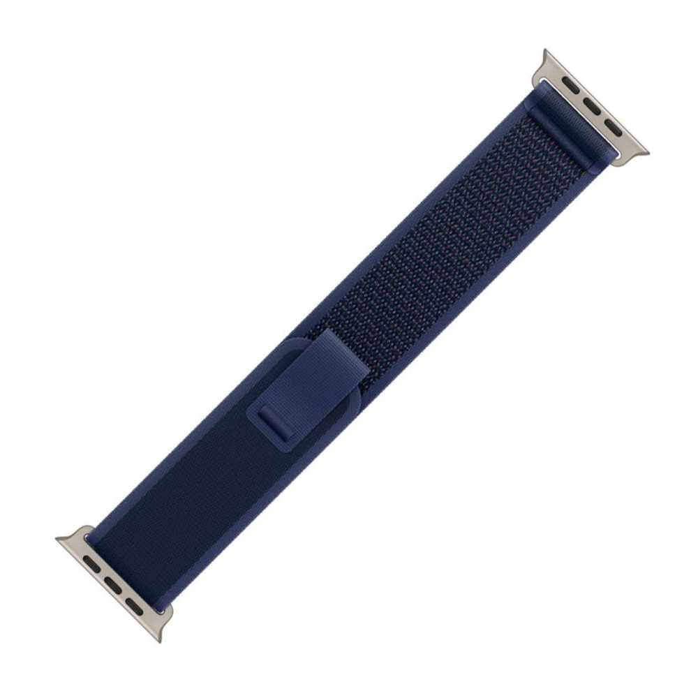 Браслет Apple Trail Loop, синий со светлой пряжкой, для Apple Watch 44, 45, 46 мм и Ultra 2–3 (дизайн 2024) Нейлоновый браслет «Тропа» с текстильной застёжкой