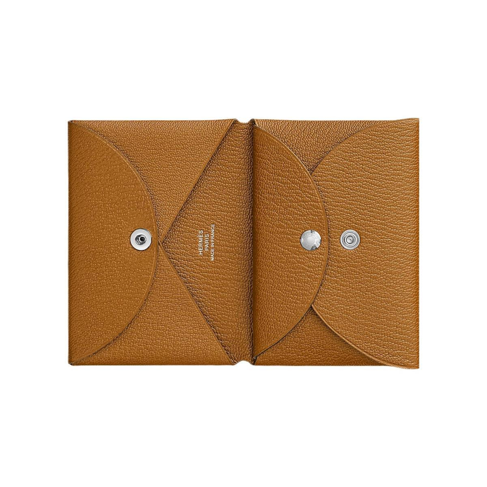 Картхолдеры и кошельки HERMES CalviDuo Compact Mysore 28 Caramel, H082977CK28