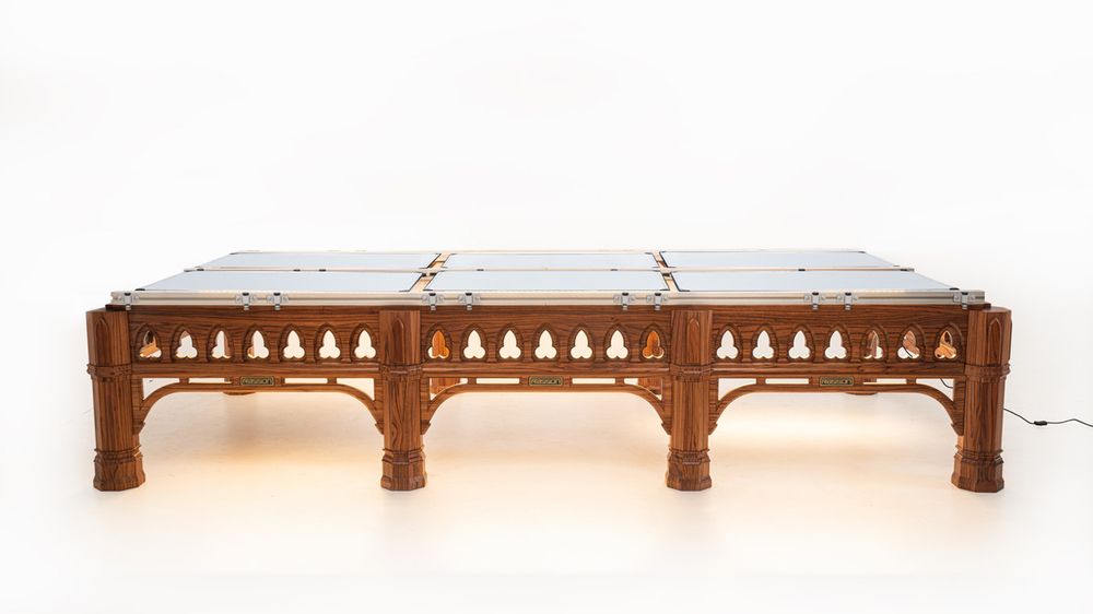 Бильярдный стол для снукера RASSON "Gothic Dynasty" 12 футов (плита 50 мм в комплекте с аксессуарами) с системой подогрева плит и подсветкой