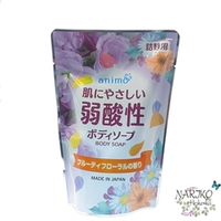 Слабокислотное жидкое мыло Rocket Soap Animo Fruity Floral Body Soap для тела с фруктово-цветочным ароматом, мягкая упаковка 340 мл.