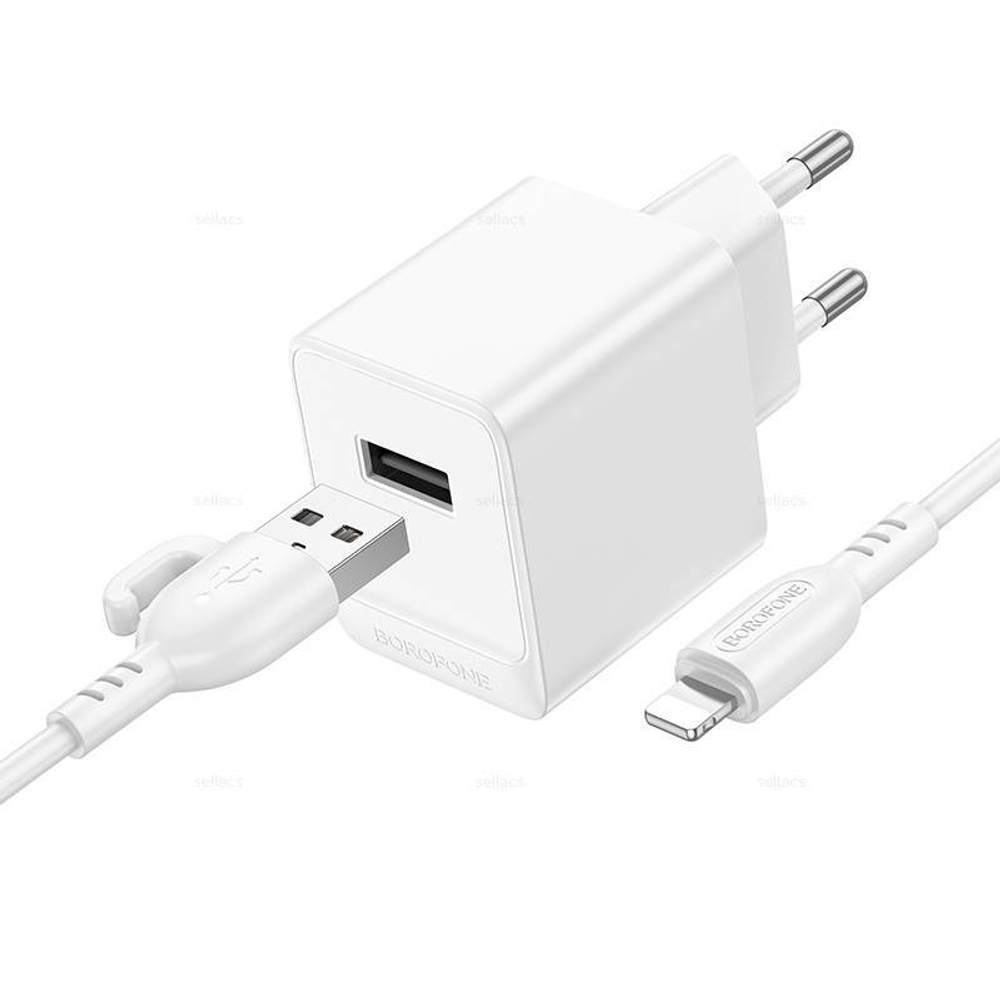 Сетевой адаптер питания BOROFONE BAS11A + кабель Lightning (белый)