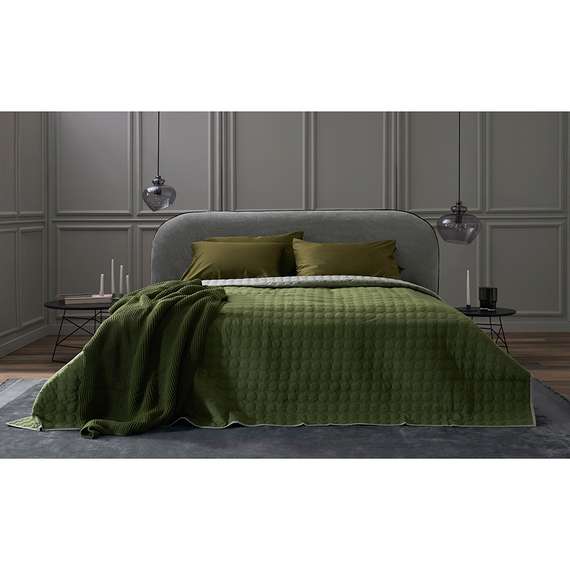 Простыня на резинке из премиального сатина оливкового цвета из коллекции essential, 160х200х30 см