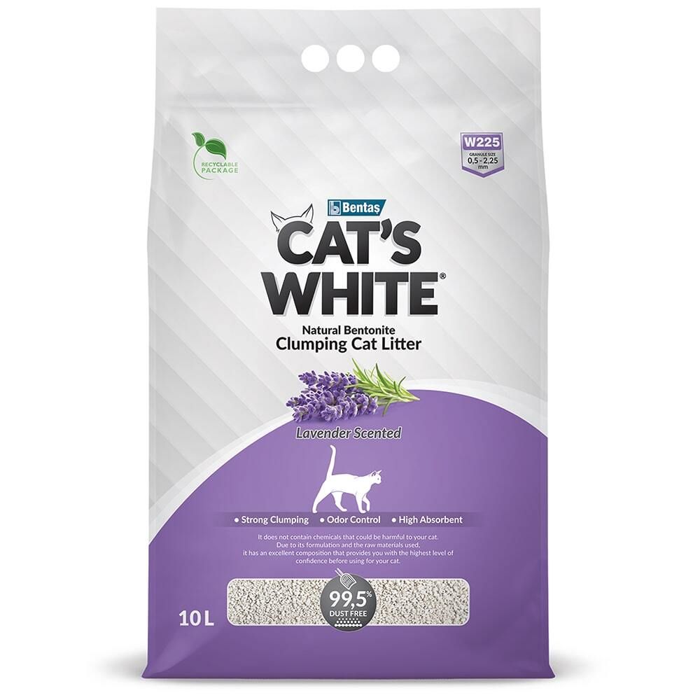 Cat&#39;s White Lavender комкующийся наполнитель с нежным ароматом лаванды 10л