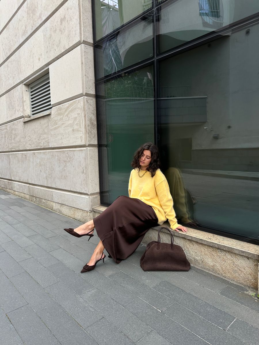 Юбка из шелка косого кроя макси шоколадная