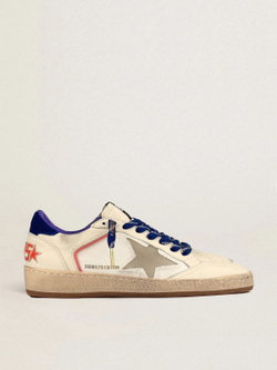 Ball Star in cream leather with grey star and a blue heel tab