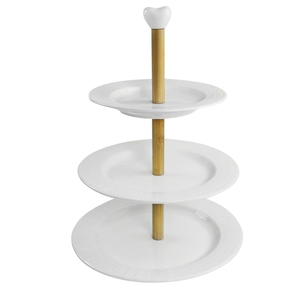 Lenardi 140-135 Трехъярусная этажерка 25,5/23,5/19,5см BAMBOO в под.уп.(х10)Фарфор