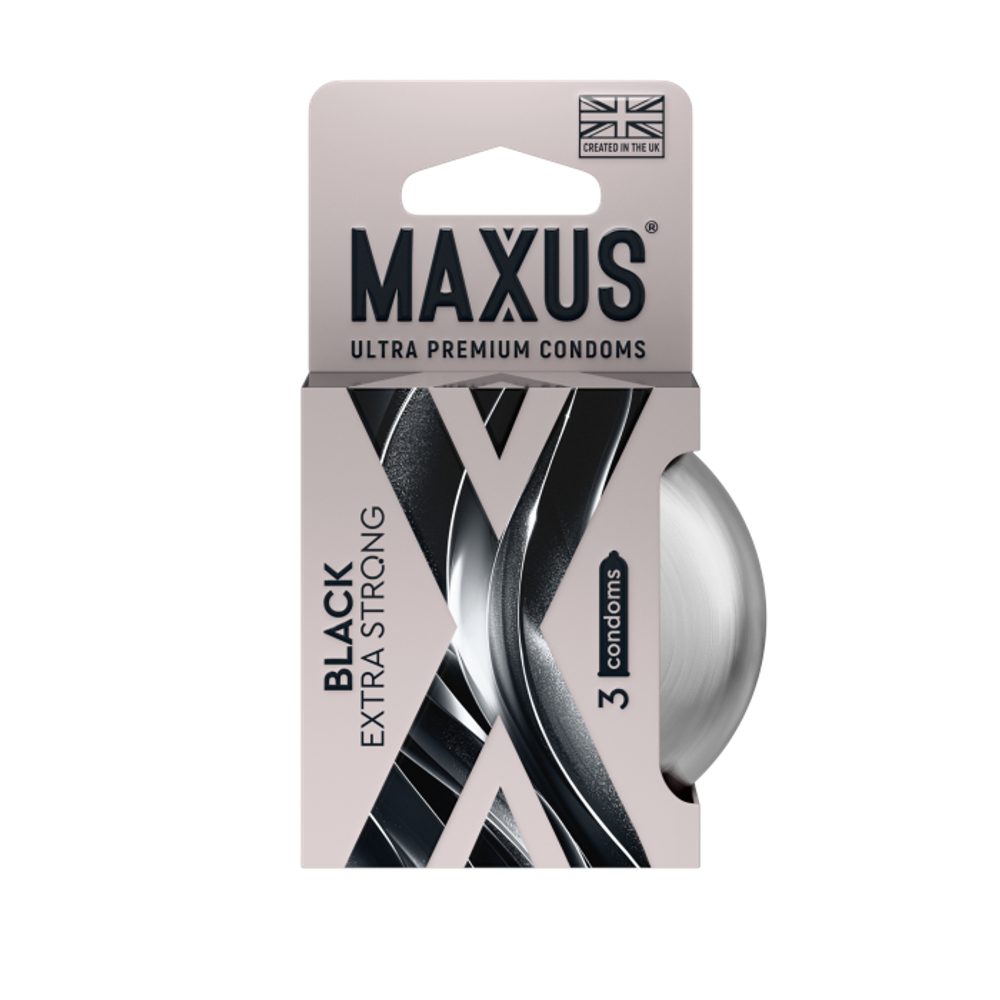 Презервативы MAXUS Extra Strong №3 в железном кейсе, черные, утолщенные, 3 шт
