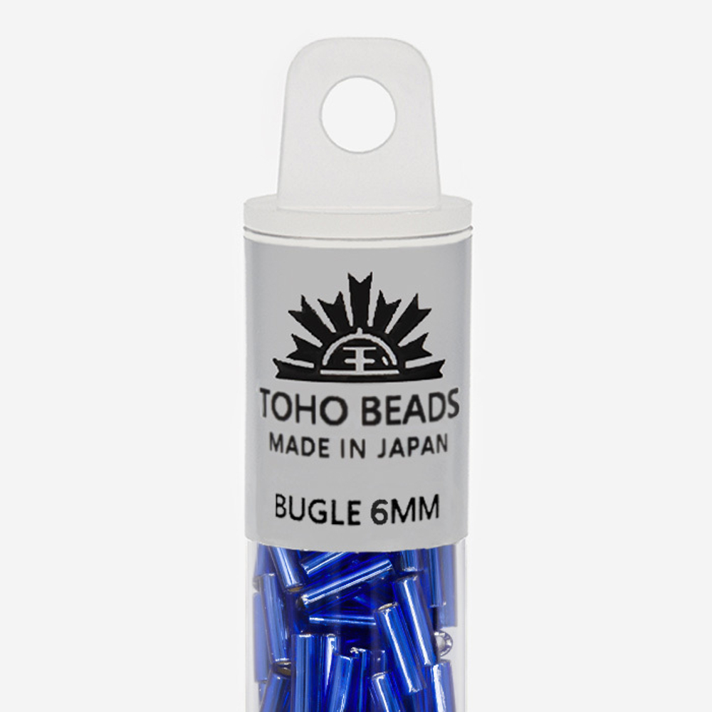 Японский бисер TOHO Bugle (стеклярус) 6mm (№28), с внутренним серебрением, прозрачный