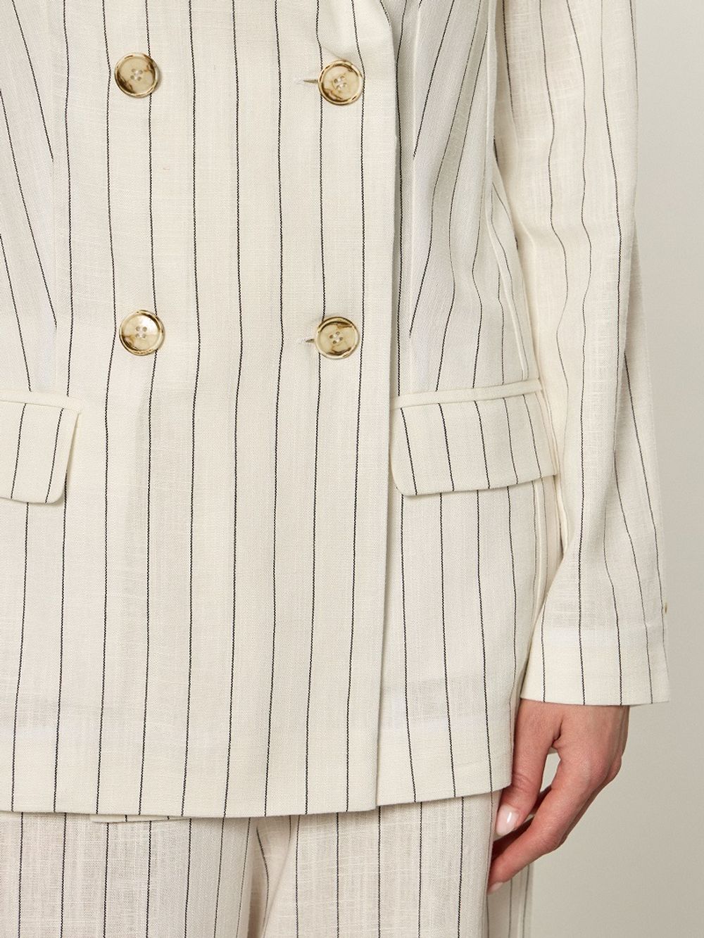 Жакет лен белый в полоску