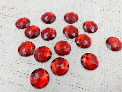 Стразы пришивные акрил, d 1,6 см, красный