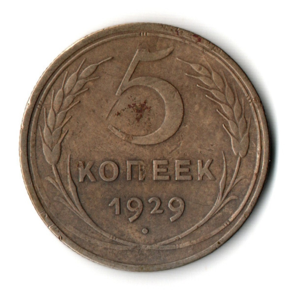 5 копеек 1929 год. VF-