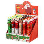 Ручка шариковая, автоматическая, 10в1, Basir, серия "НОВОГОДНИЕ", 10-ти цветная, с резиновой фигуркой, 36 шт