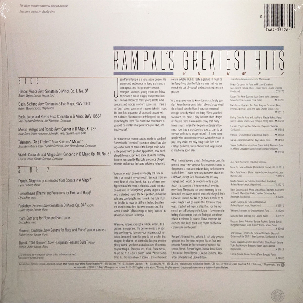 Jean-Pierre Rampal / Rampal's Greatest Hits Volume 2 (LP)