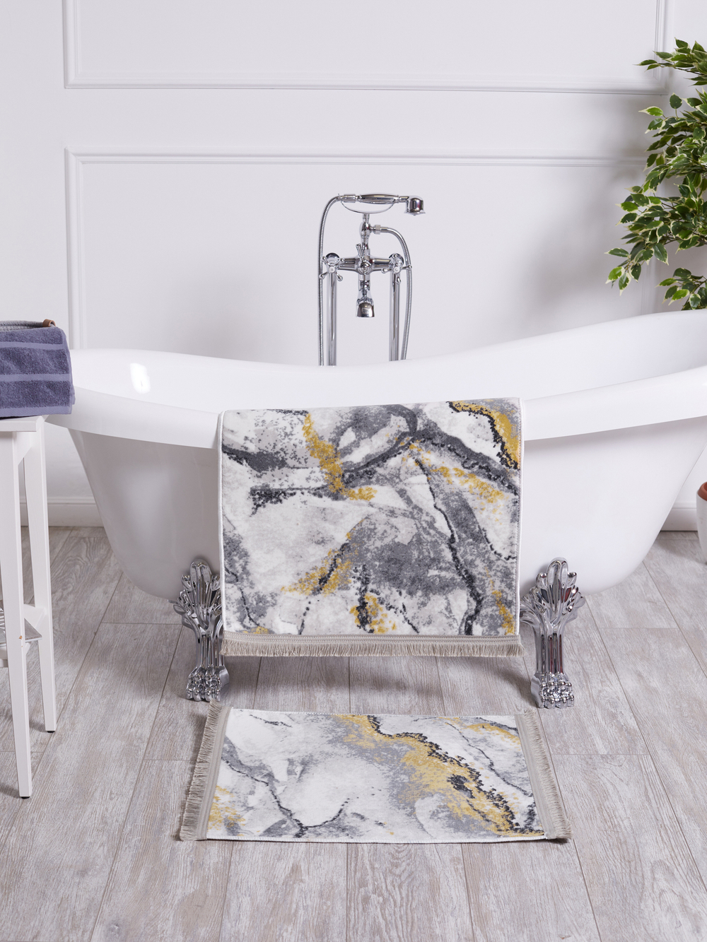 Набор ковриков для ванной и туалета, 60x100/50x60 см, цвет Серо-Бежевый