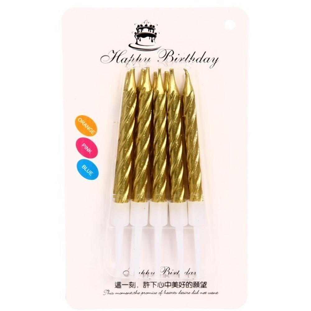 Свечи для торта «Витое золото» 10 шт. 6 см