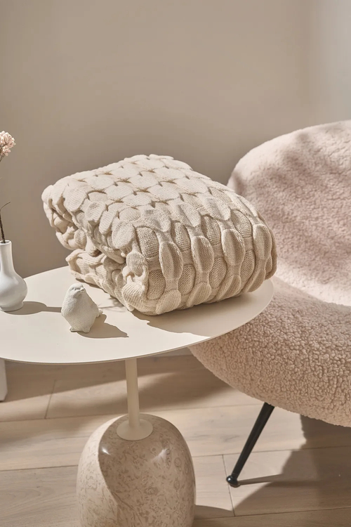 Плед вязаный BUBBLES 120x170 |  молочный