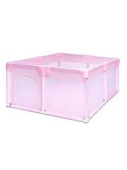 Манеж детский квадратный 128*128*65см цвет розовый (M12-3)