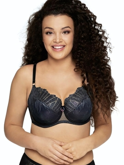 Бюстгальтер со сшивной чашкой plus size и блестящей отделкой (Размер: 90G) (Цвет: черный)