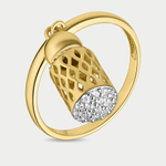 Кольцо женское из желтого золота 585 пробы с фианитами (арт. к4498л-1)