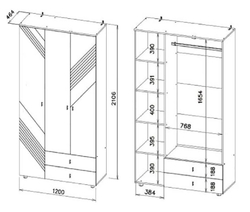 БАЙКАЛ Шкаф трехстворчатый (с ящиками) Графит/Дуб золотой