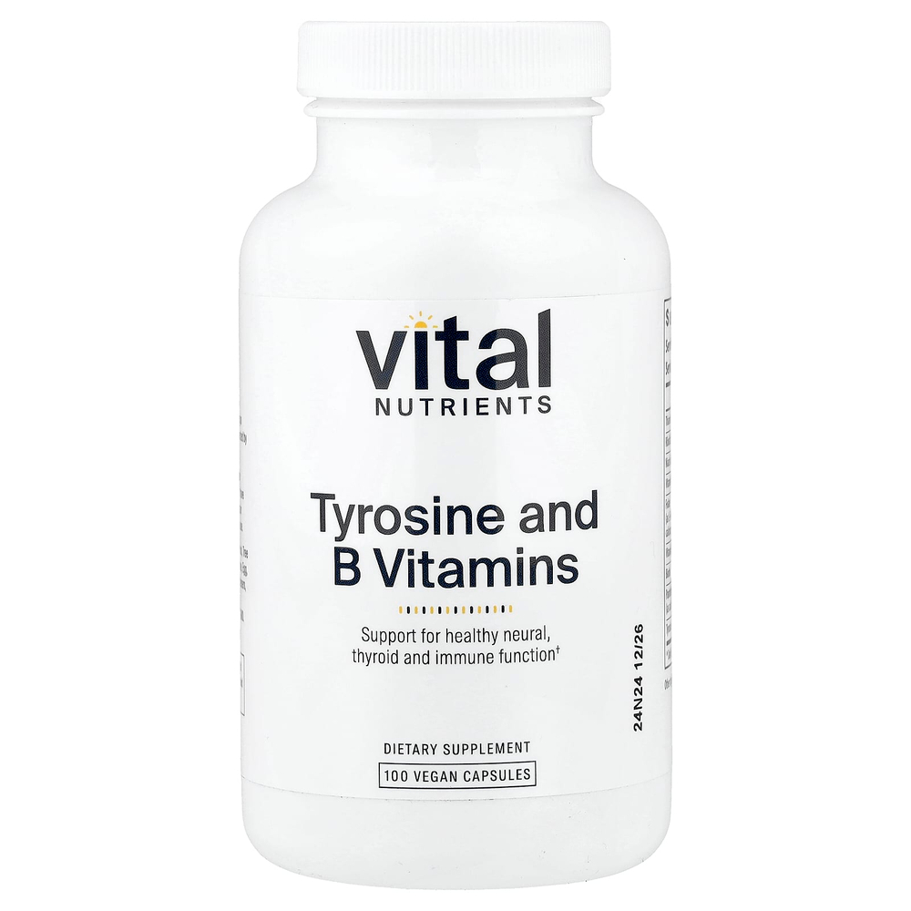 Vital Nutrients, тирозин и витамины группы B, 100 растительных капсул