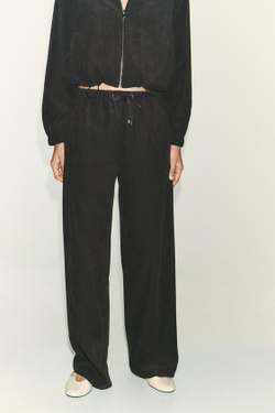 ZARA БРЮКИ WIDE LEG, ТЕМНО-КОРИЧНЕВЫЙ