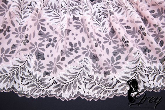 03-205 ОПТ Кружево эластичное 22 см, розовый/белый