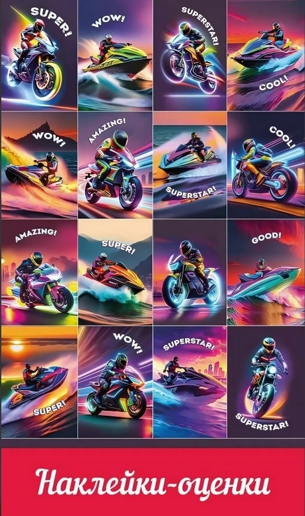 Наклейки-оценки "Гонщики"(Праздник)