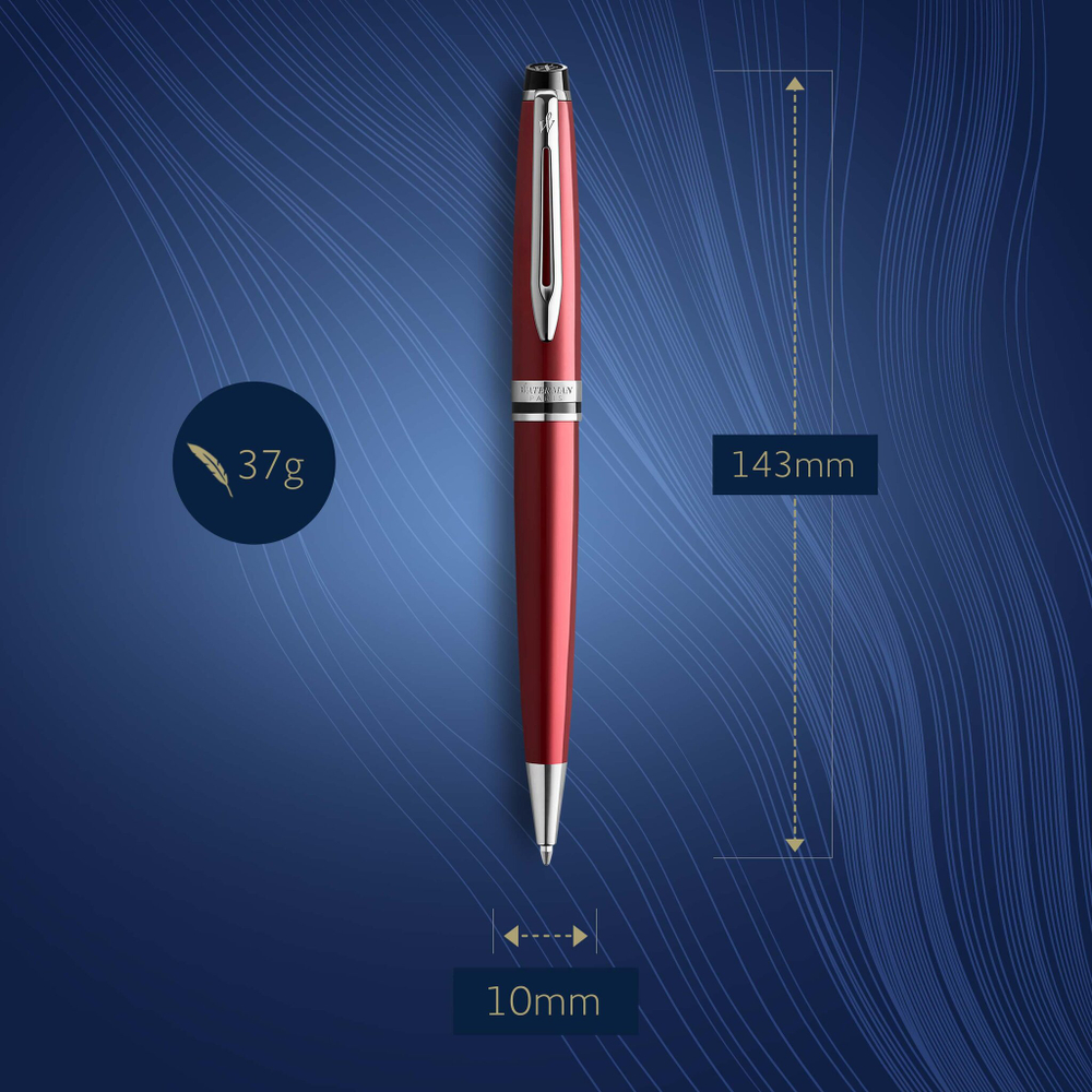 Шариковая ручка Waterman "Expert Dark Red Lacquer CT Black", стержень: M, цвет чернил: blue.