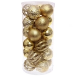 Новогодние шары 8 см (набор 24 шт) «Фактурный микс», золото