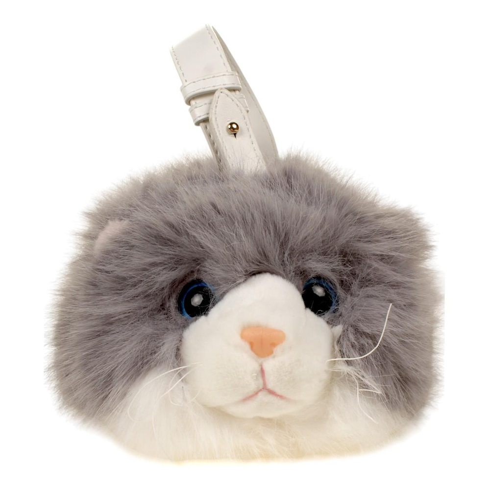 Мягкая игрушка Сумочка мех кошка серая 30 см, C-41455