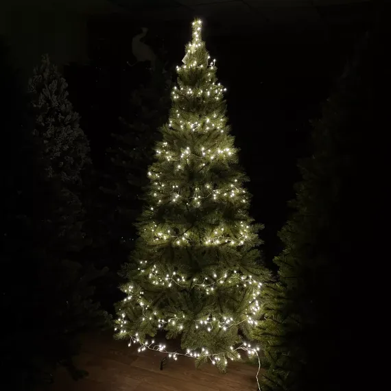 Светодиодная нить Капли 240 белых ламп, 6 м., 24В, серебряный провод, LUCA (84910)