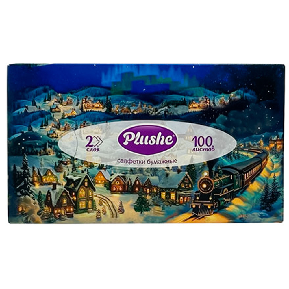 Салфетка V-сложение 20х20(2 сл.) в коробочке (100 л.) "Plushe"