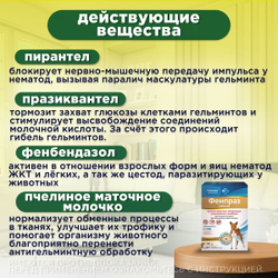 Таблетки от гельминтов и лямблий для собак Фенпраз 6таб, Пирантел/ Празиквантел/Фенбендазол
